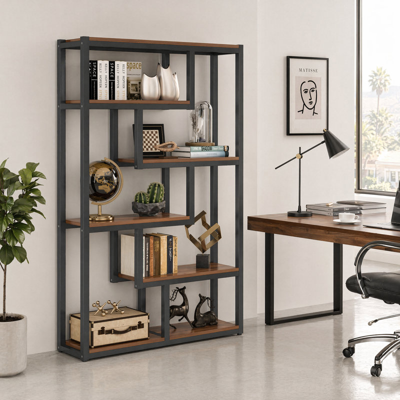 Bibliothèque géométrique H 69,29 "x l 39,37", Brun
