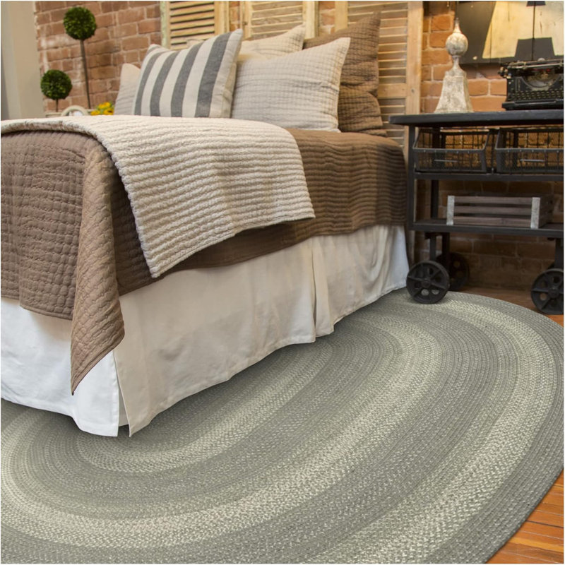 Tapis gris en jute tressé Dailee, Ovale 4 pi x 6 pi