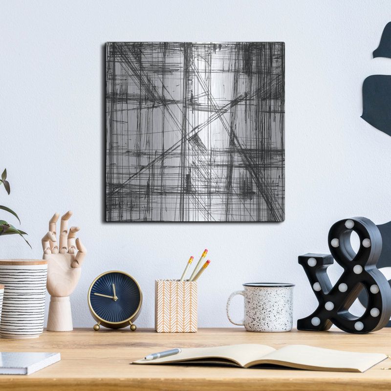 17 Stories «Intersect II» par Ethan Harper, art mural en métal, 36 po x 36 po, H 12 po x l 12 po