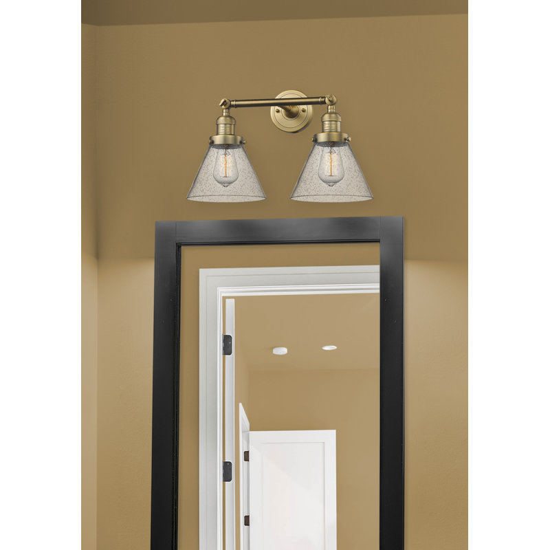 Éclairage pour meuble-lavabo 2 lumières rétro Lavalley, Transparent, DEL, Laiton brossé