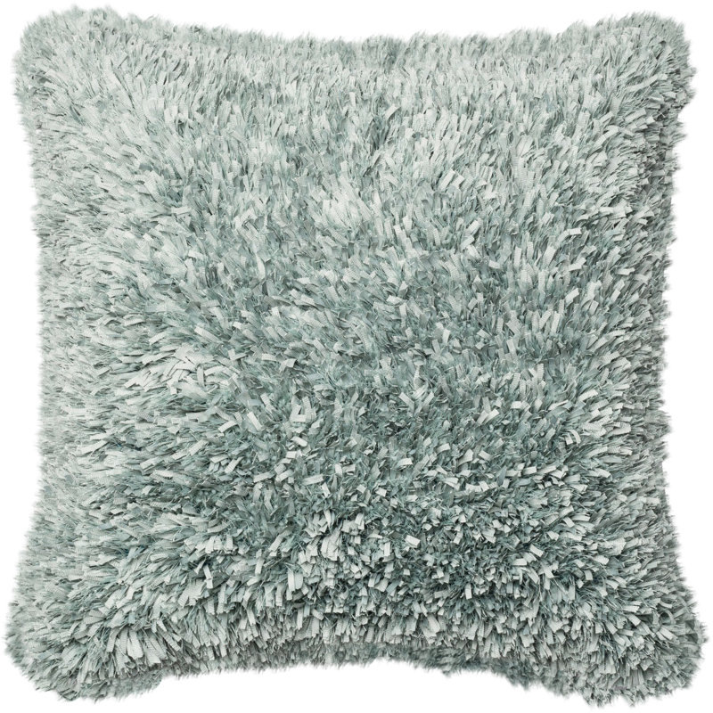 Light Blue Square Shag Decorative Pillow Set