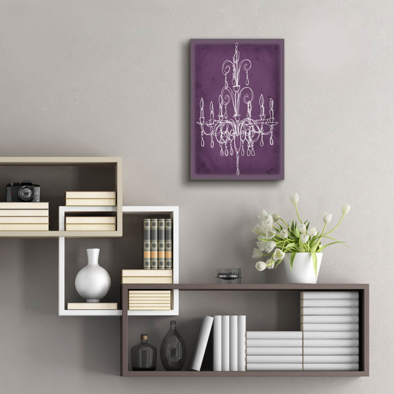 «Plum chandelier croquis 2» par Ethan Harper, art mural en verre acrylique, H 24 po x l 16 po x P 0,2 po