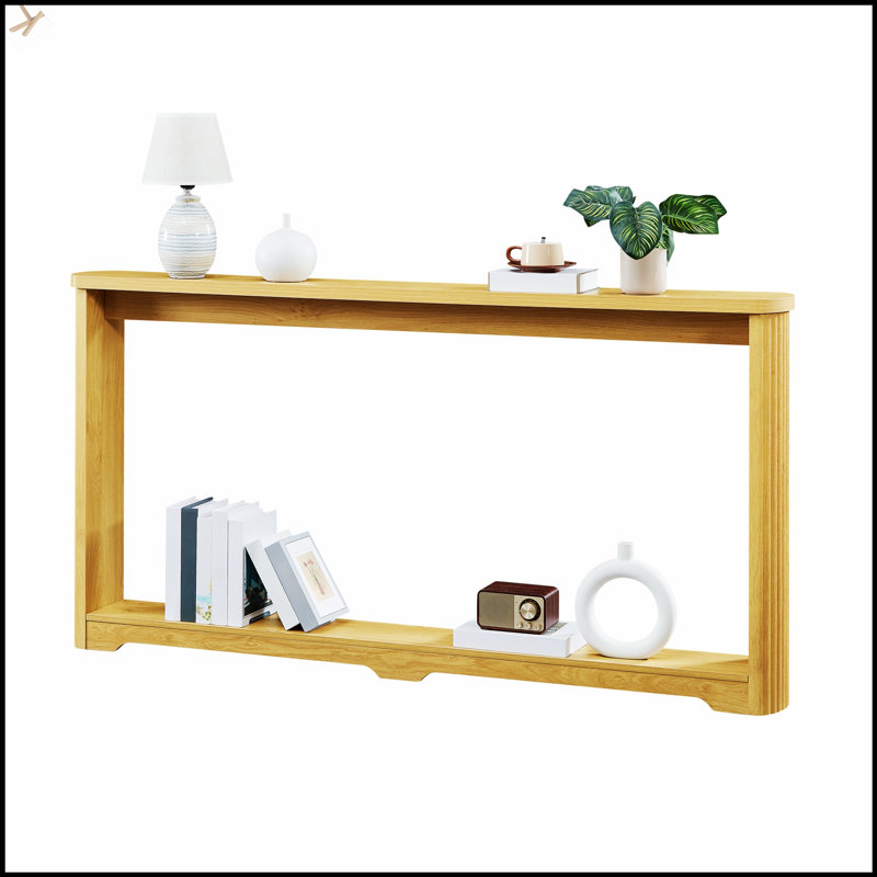 70.1 Inch Corrugated Texture Storage Table For Narrow Spaces, Durable And Versatile Console Sofa Table, Natural
