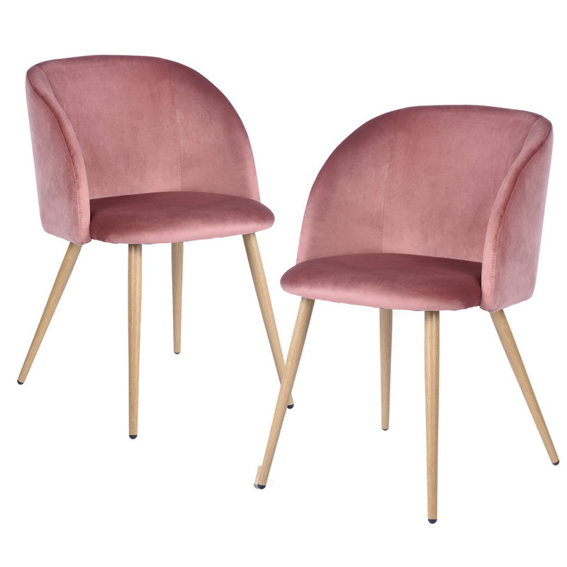 Raegan 18.9'' H Velvet Upholstered Side Chair, Gray , Beech
