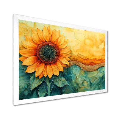 Doren Sunflowers Field at Sunrise Desert River I - Art mural tournesols
