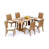 4 Seats 5 Pcs Grade-A Teak Wood Dining Set: Warwick Console Folding Rectangle Table And 4 Lagos Armless Chairs #11LG1500