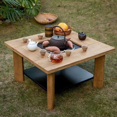 Table de foyer d'extérieur au feu de bois 31,5 po avec couvercle