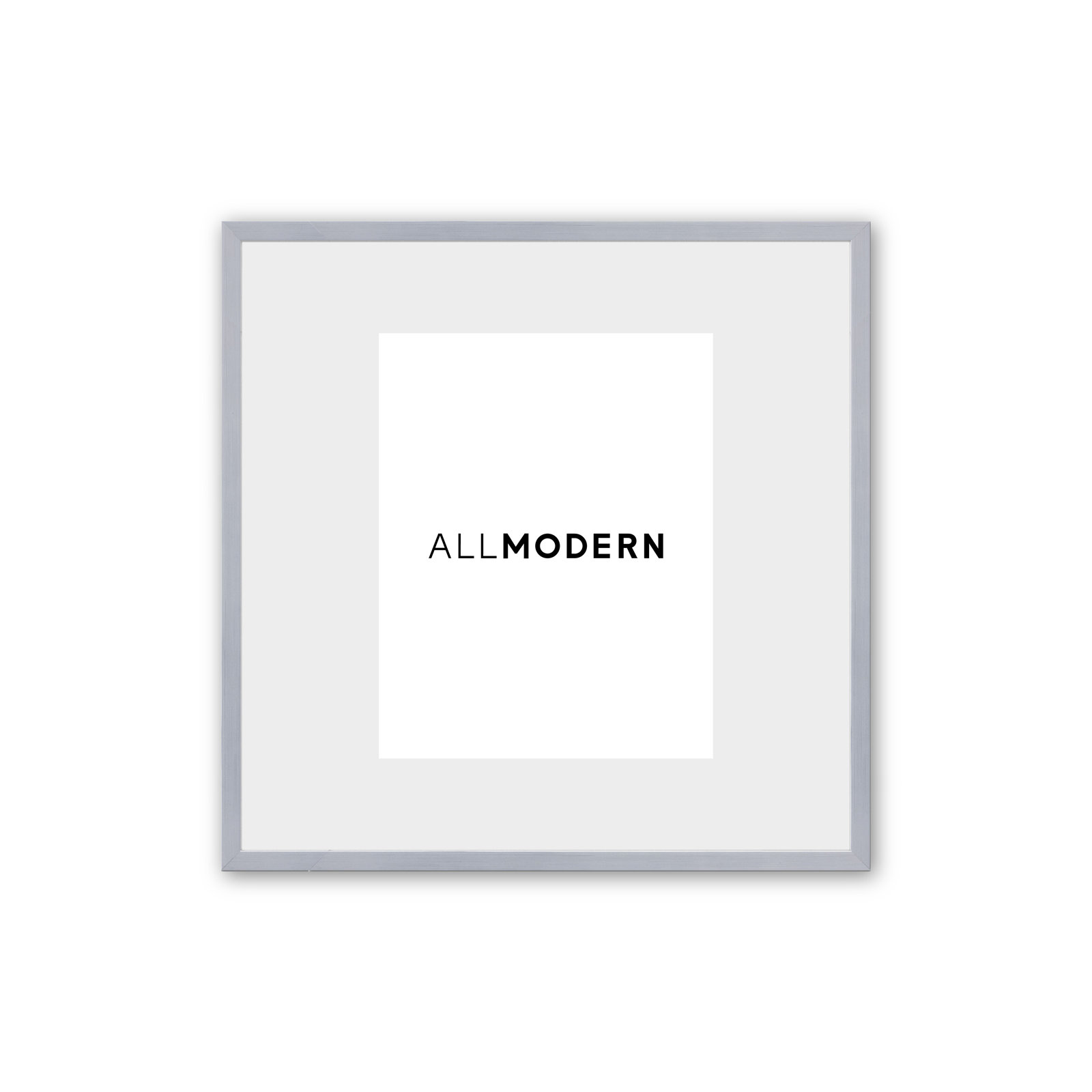 Benny Solid Wood Picture Frame, Polished Chrome, Included Mat, 21.75" x 21.75"