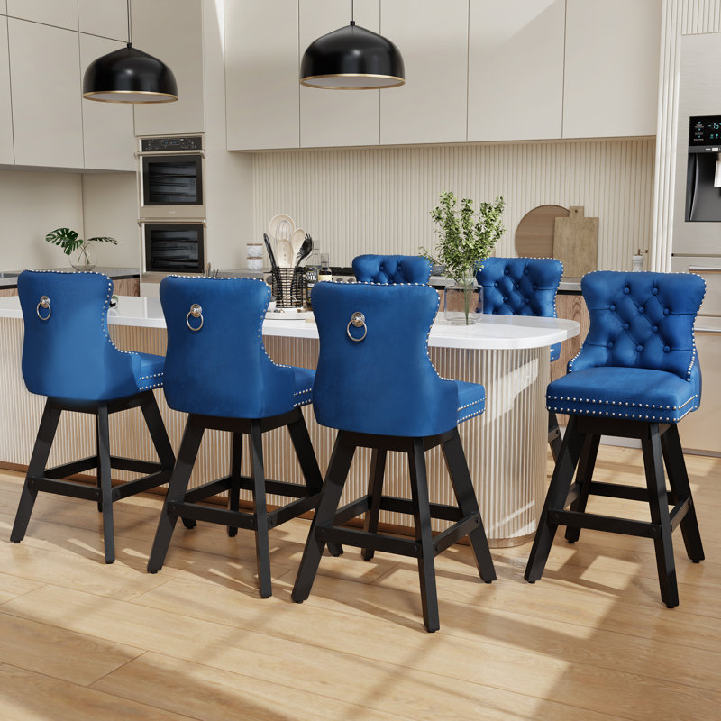 Ensemble de 6 tabourets de bar Velvet, Bleu