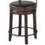 Ensemble de 2 tabourets de comptoir pivotants Flint, similicuir noir, brun-105844144
