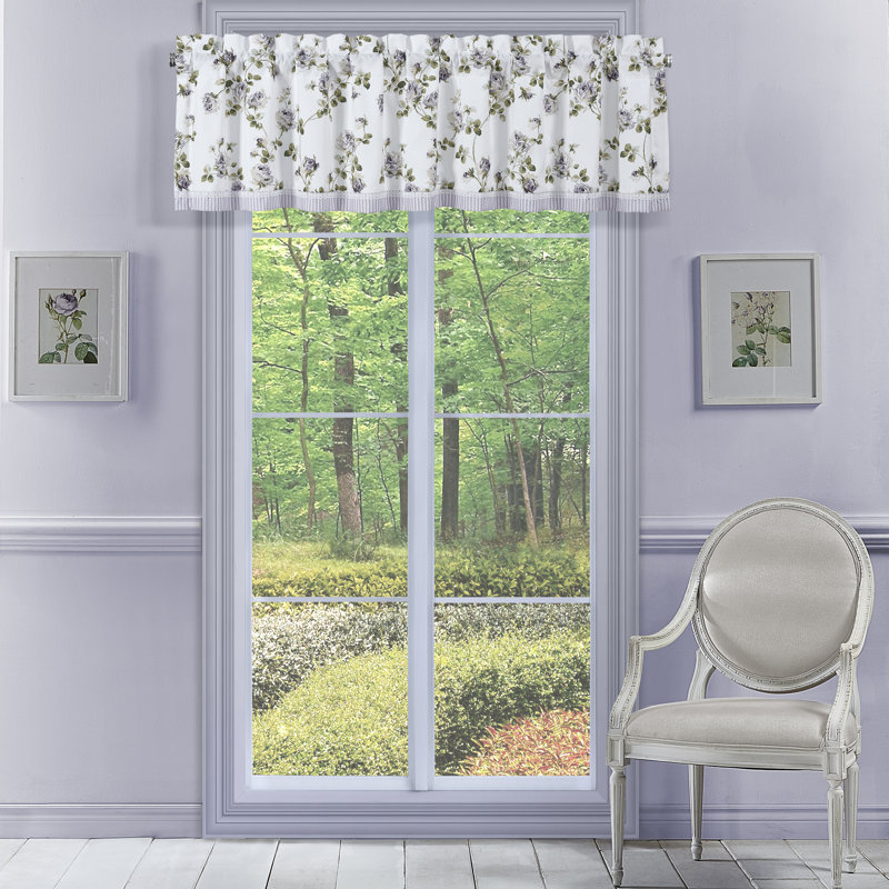 Cantonnière droite 72 po Rosemary, Blanc / mauve / sauge
