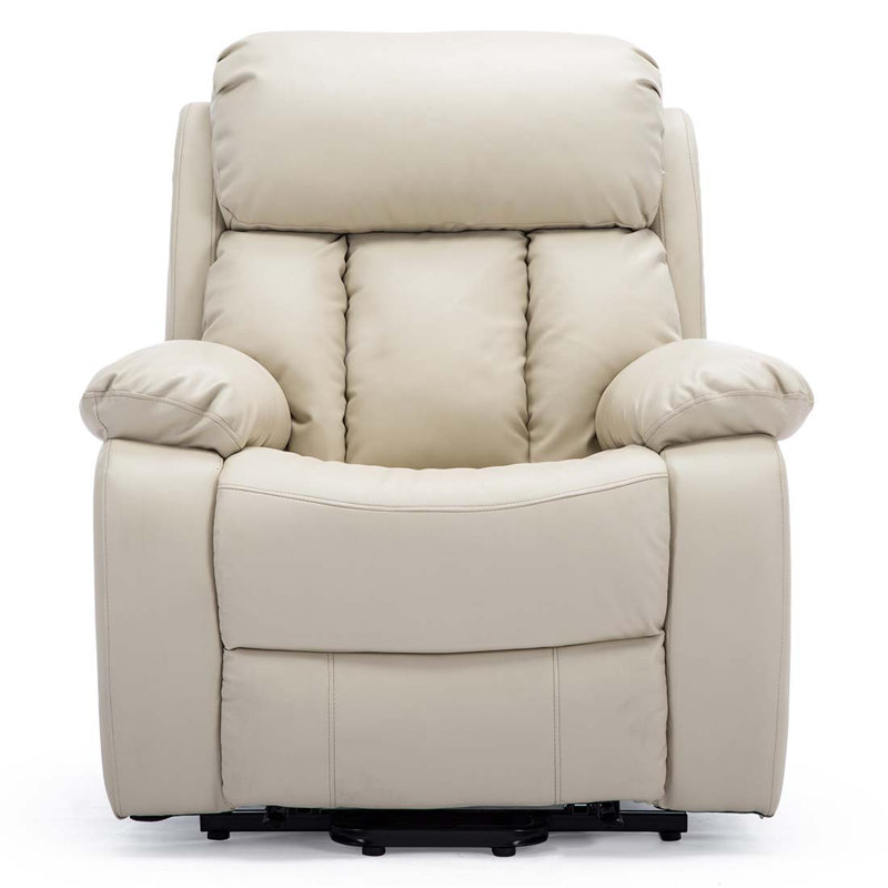 96cm Wide Lift Assist Standard Recliner with Massager, Cream, Dual Motor Lift Assist