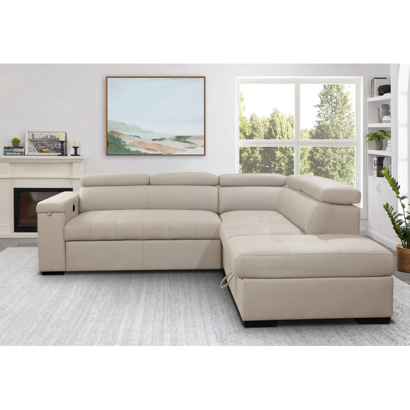 Canapé modulaire en tissu Bouchicas Lit escamotable, crème, Crème, crème