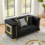 Canapé luxueux en velours avec garniture en acier inoxydable doré et design capitonné-313201488