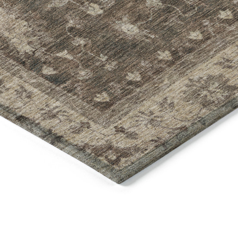 Tapis intérieur / extérieur brun lavable à la machine, Rectangle 1 pi 8 po x 2 pi 6 po
