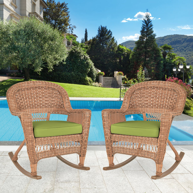 Chaise berçante en osier Raenesha, Miel, Vert