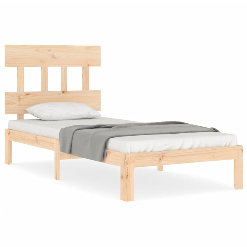 Bed Frame with Headboard, European Single (90 x 200cm), Brown