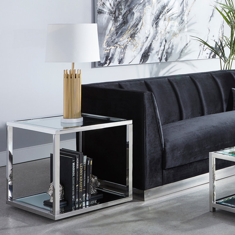 Table de bout avec tablette Mher, Argent