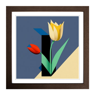 Tulip Flower Suprematism - Framed Print