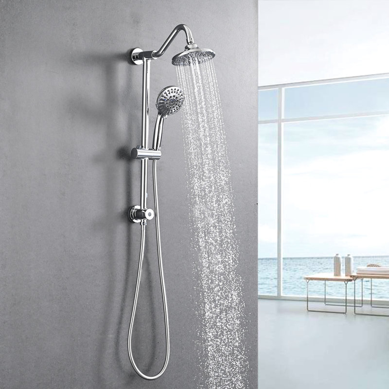 6 Inch Rain Shower Head And Handheld - Low Water Compatible Wall Mounted Dual With Practical Function