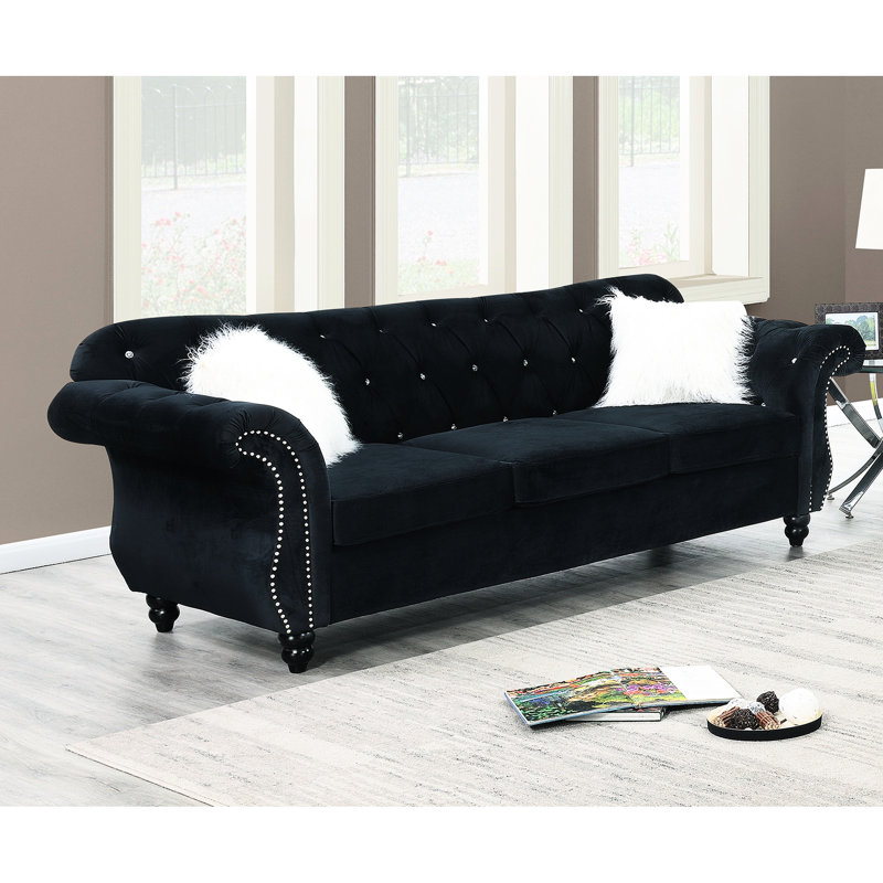 Velours noir avec et chaise, siège, tête de clou argentée pour le décor de la maison, décoration en cristal, décorations élégantes