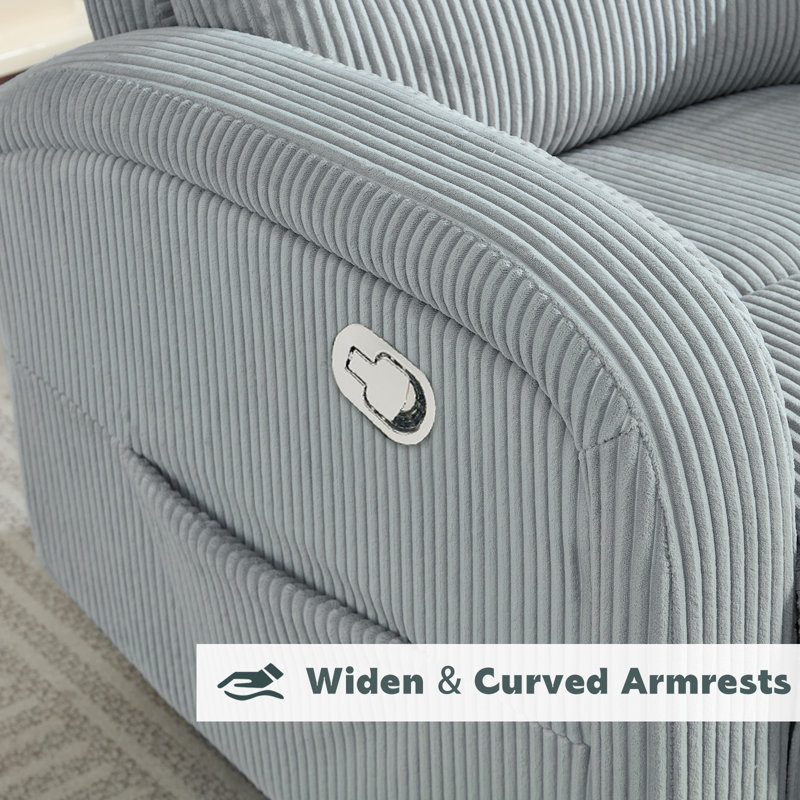 33" Modern Corduroy Swivel and Rocker Glider Recliner with Wider Armrest,Double Pockets for Nursery and Living Room