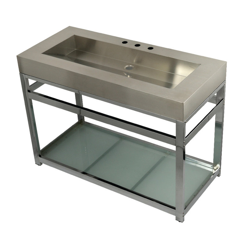 Fauceture Rectangular Console Bathroom Sink, Brushed/Polished Chrome