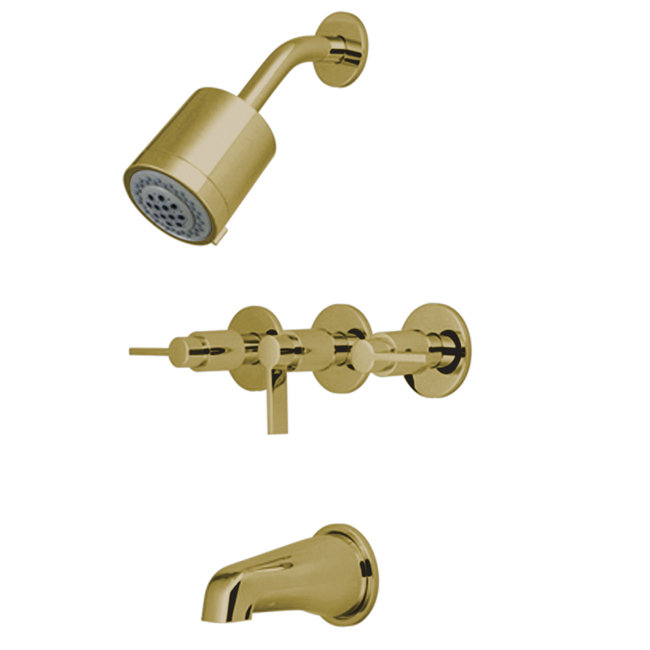 Dubai Tub and Shower Faucet Trim with Rough-in Valve and, Polished Brass