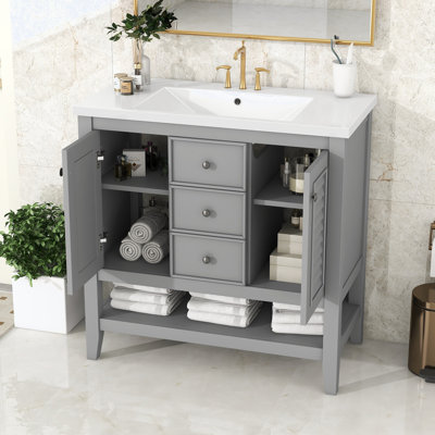 Laroque 35.98'' Single Bathroom Vanity with Ceramic Top