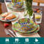 Ensemble 12 pièces de vaisselle, assiettes et bols 12 pièces, vaisselle en porcelaine pour 4 personnes, va au micro-ondes et au lave-vaisselle, résistante aux égratignures, service de vaisselle style bohémien pour 4, série SIMI