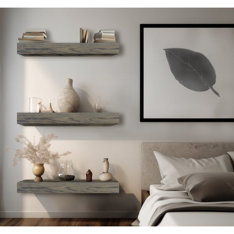 Emerald Lee 3 Piece Oak Floating Shelf, 5" H x 24" W x8" D