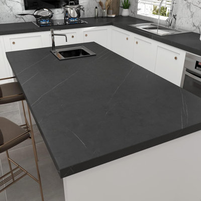 Decotalk 17.7 X 400 Inch Black Marble Contact Paper - Waterproof Peel And Stick Wallpaper For Countertops, Cabinets, And More