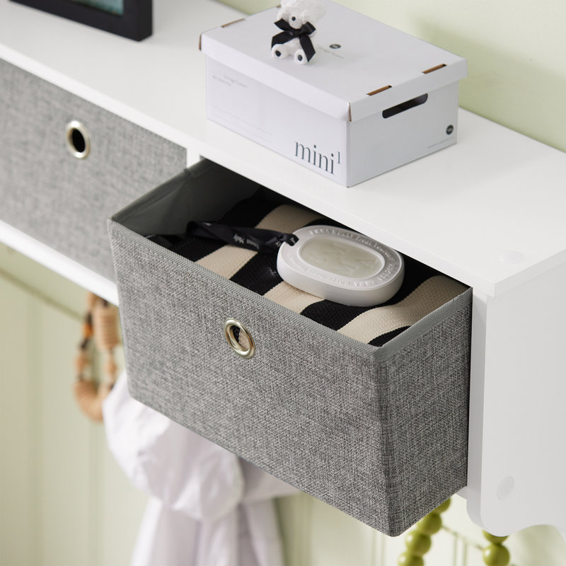 Huseyn Wall Mounted Coat Cubby Shelf with Hooks, White