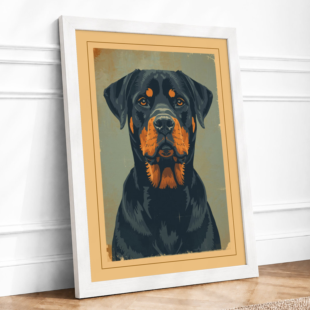 Rottweiler Portrait Rustic - Framed Print