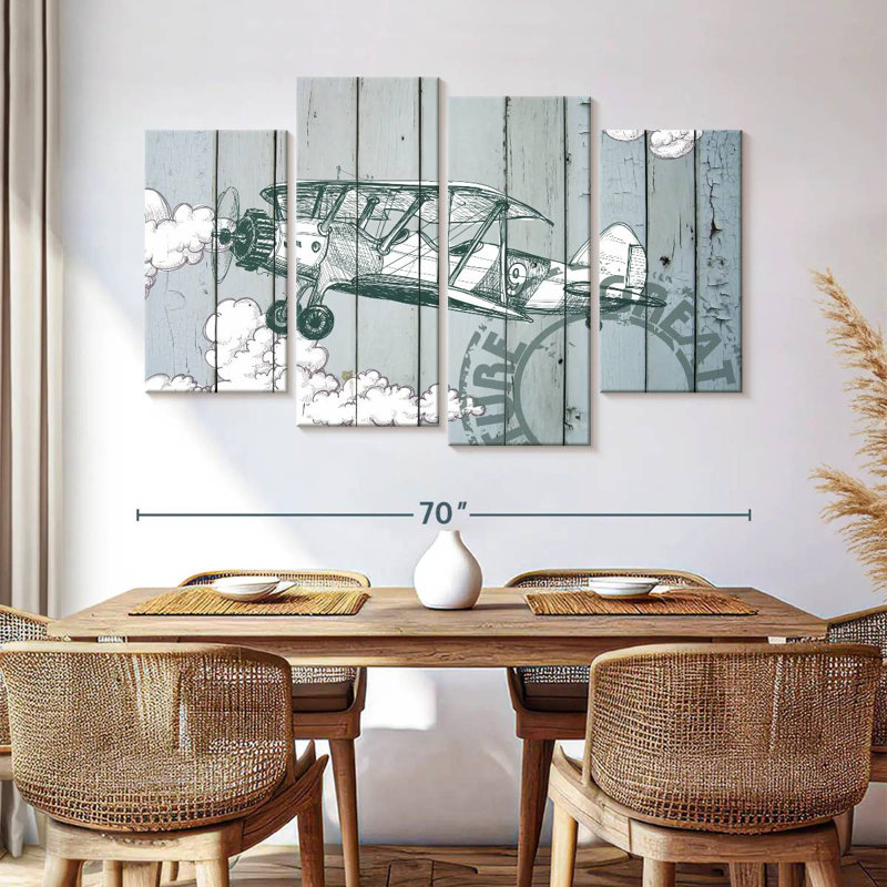 Mehar Plane In The Clouds, 42" H x 68" W