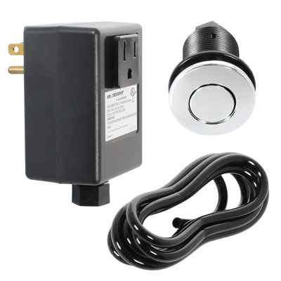 Garbage Disposal Air Switch Kit with Chrome Push Button, Power Box, and Air Tube
