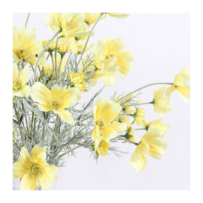 Tige de cascade en soie cosmos, Jaune, 3 tiges