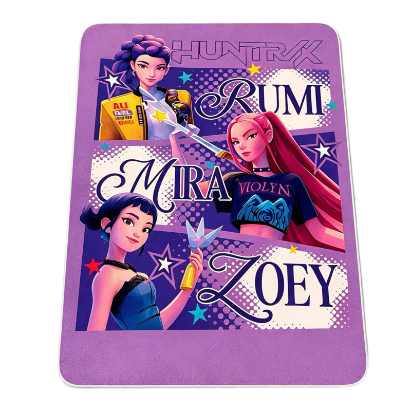 Tapis mauve Kpop Demon Hunters pour filles, 47 po x 71 po Kpop