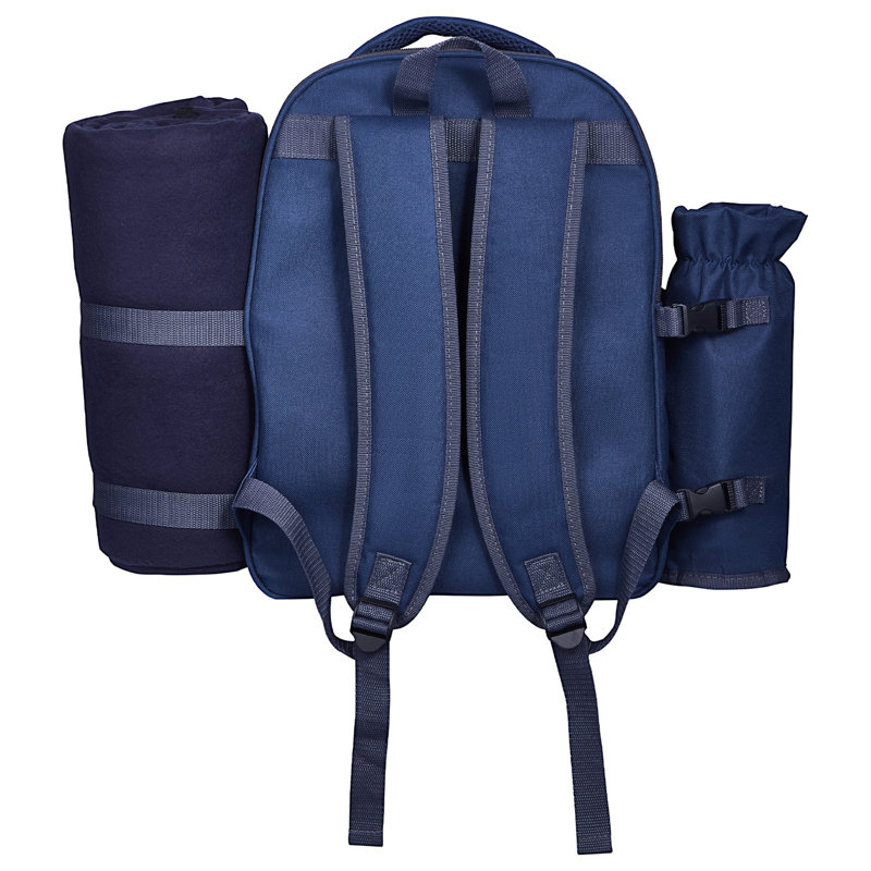 Sac à dos de plage pique-nique pour 2 personnes avec compartiment glacière bleu marine