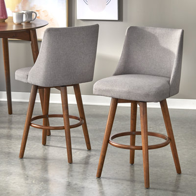 Iseral Swivel Upholstered Counter Stool with Solid Wood Frame