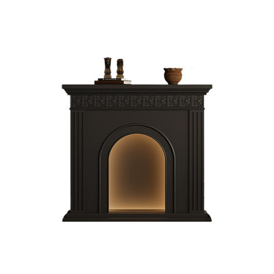Black Manufactured Wood Electric Fireplace