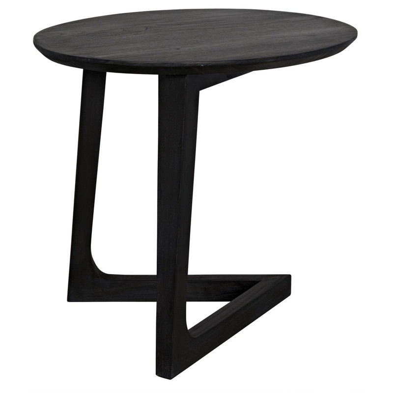 Cantilever Charcoal Black 17.5" Round Solid Wood End Table
