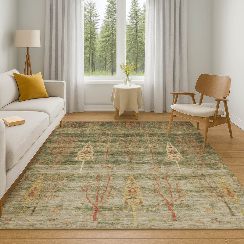 Premium Machine Washable Mayfield AMF1922 Floral Rug, Rectangle 10' x 14'