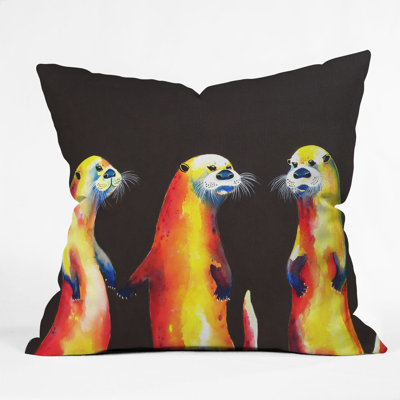 Flaming Otters Throw Pillow