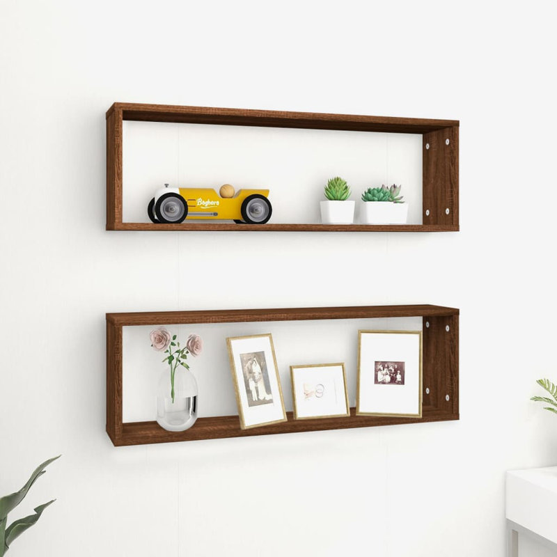 Stodola 2 Piece Cube Shelf, Brown