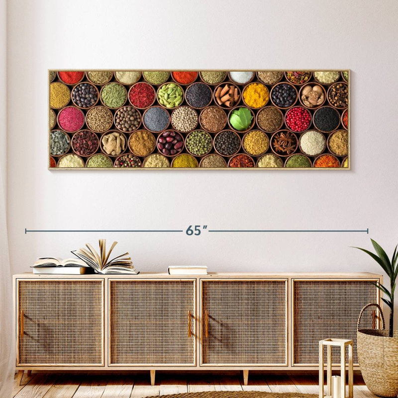 Épice de toutes sortes, Cadre flottant en bois naturel, 57" X 19"