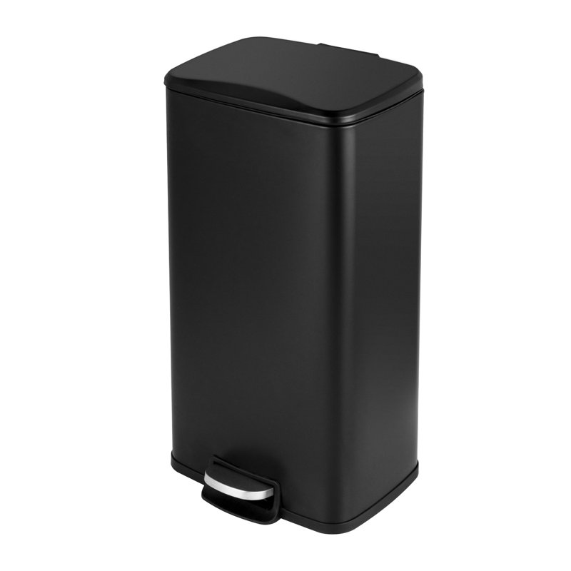 Poubelle à pédale en plastique 8 gallons, Noir