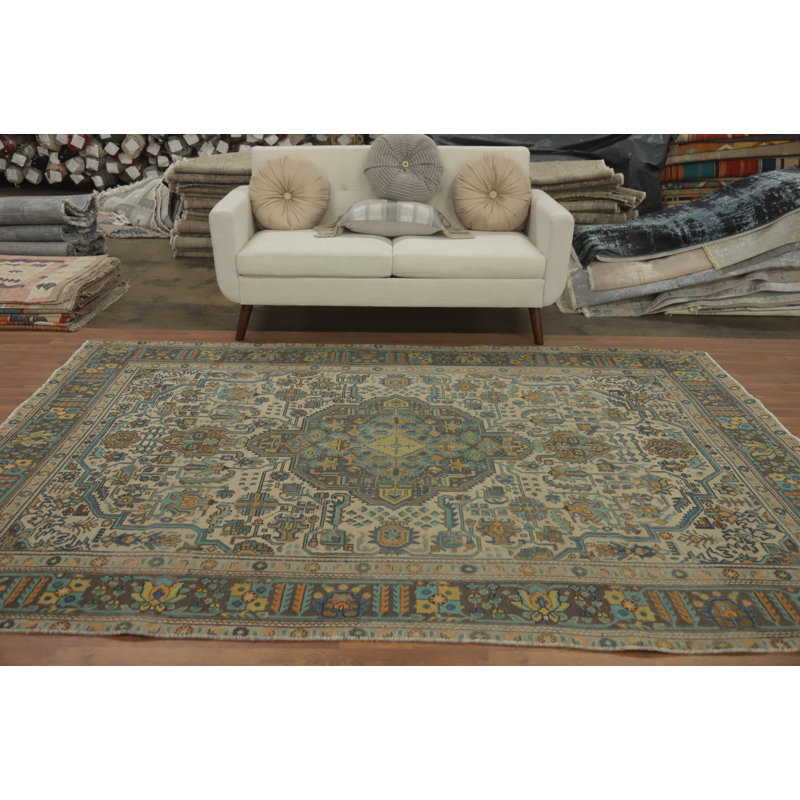 Tapis traditionnel rétro à motif géométrique 7 x 10