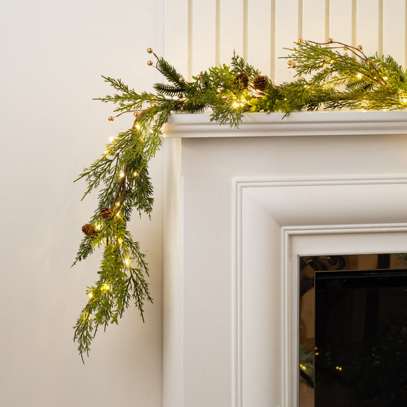 Angelluis 150cm Lighted Faux Garland with Lights