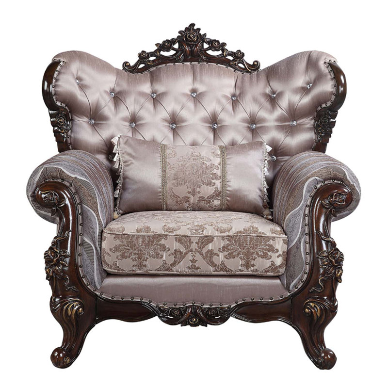 Chaise Benbek avec coussin, tissu et finition chêne antique